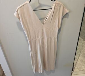 Express Cream Deep V Neck Dress
